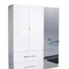 First 3 Door Wardrobe with Mirror & Drawers 162cm White High Gloss 4
