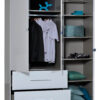 First 3 Door Wardrobe with Mirror & Drawers 162cm White High Gloss 5