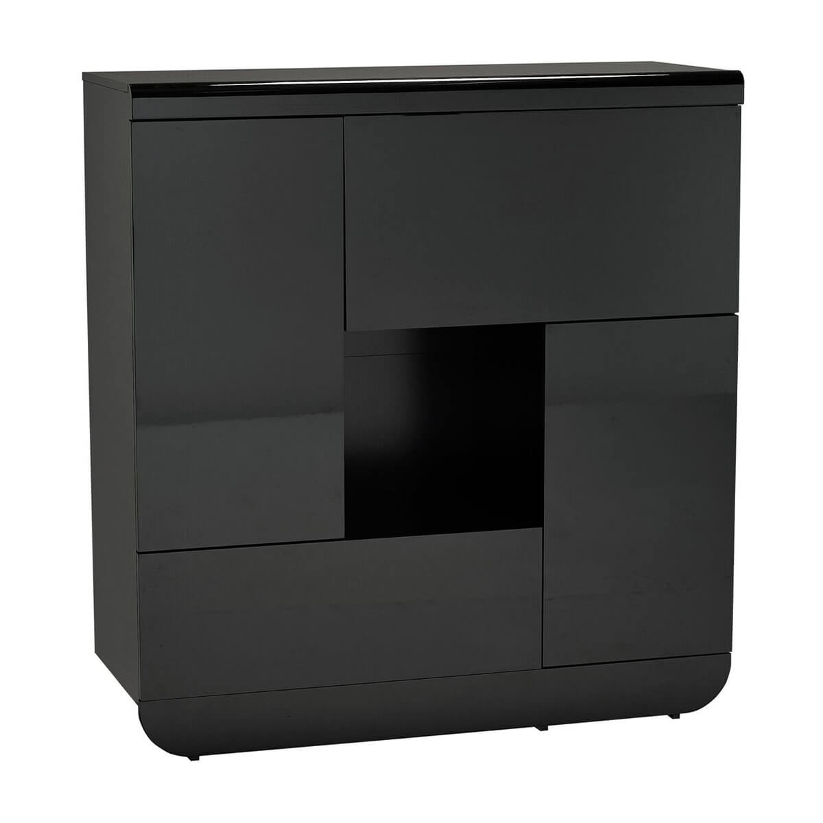 Floyd Black High Gloss Storage Unit 2 Door 2 Flap FADS