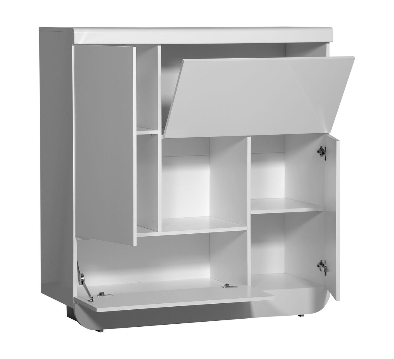 Floyd White High Gloss Storage Unit 2 Door 2 Flap FADS