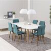 Frida Fabric Teal Dining Chairs 2