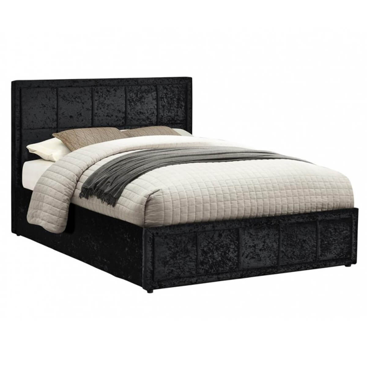 Black velvet ottoman shop bed