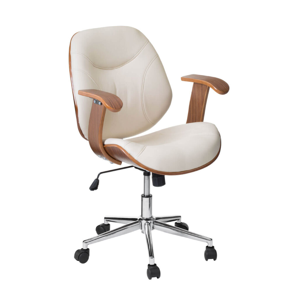 Henley Cream Faux Leather Desk Chair with Arms