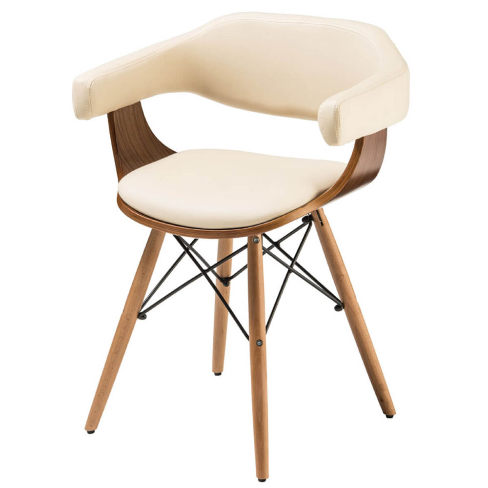 Huntley Dining Chair Cream Faux Leather & Beech