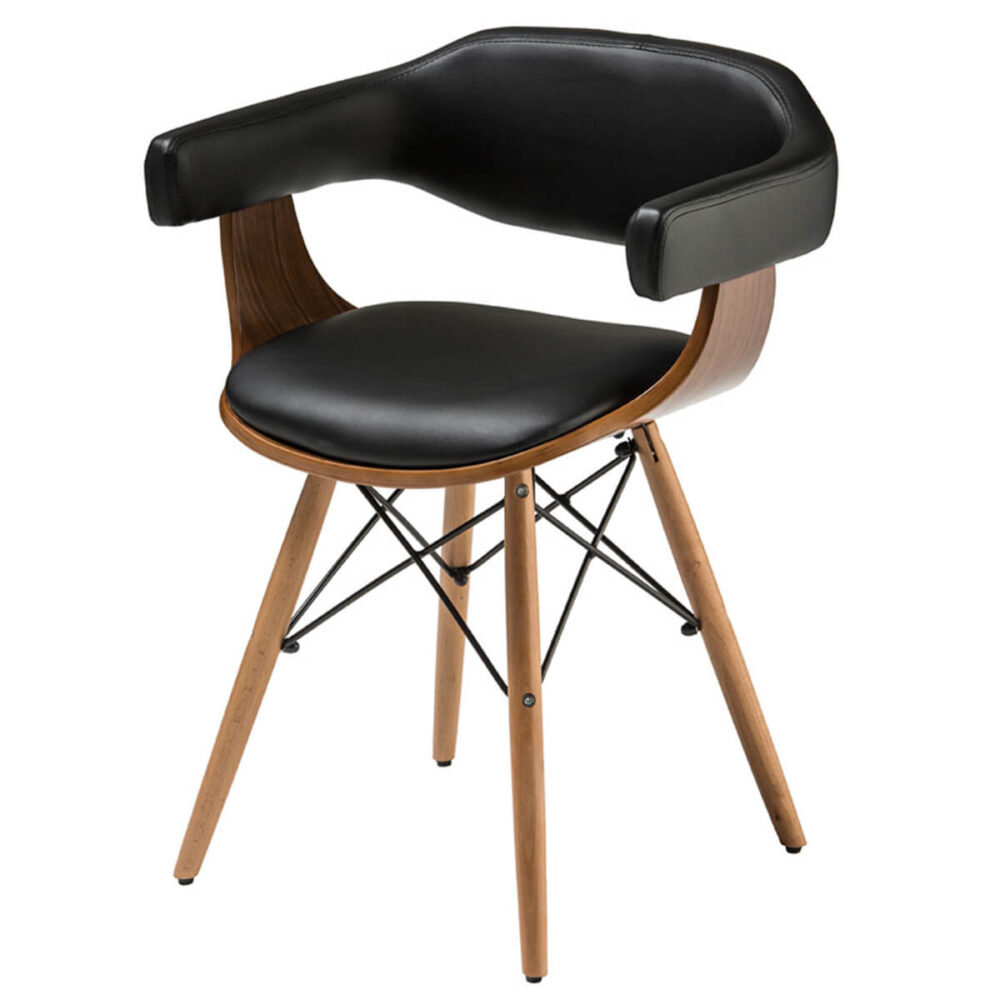 Huntley Dining Chair Black Faux Leather & Beech