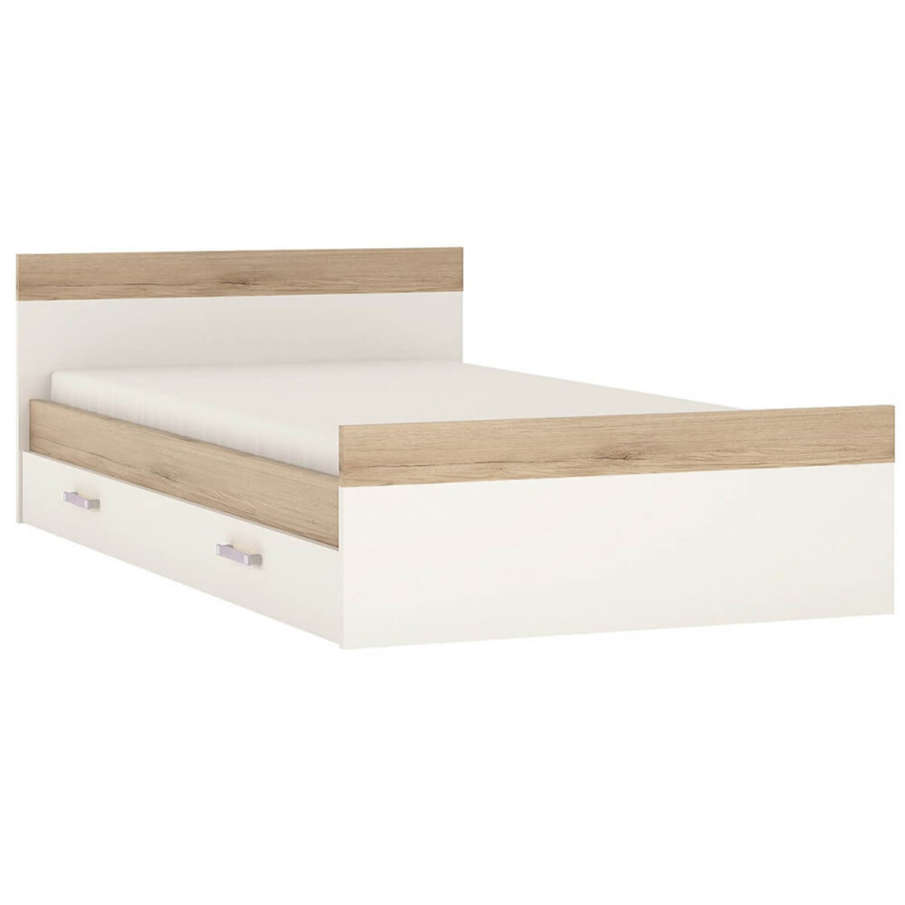 iKids Single Bed with Under Bed Drawer Lilac Handles