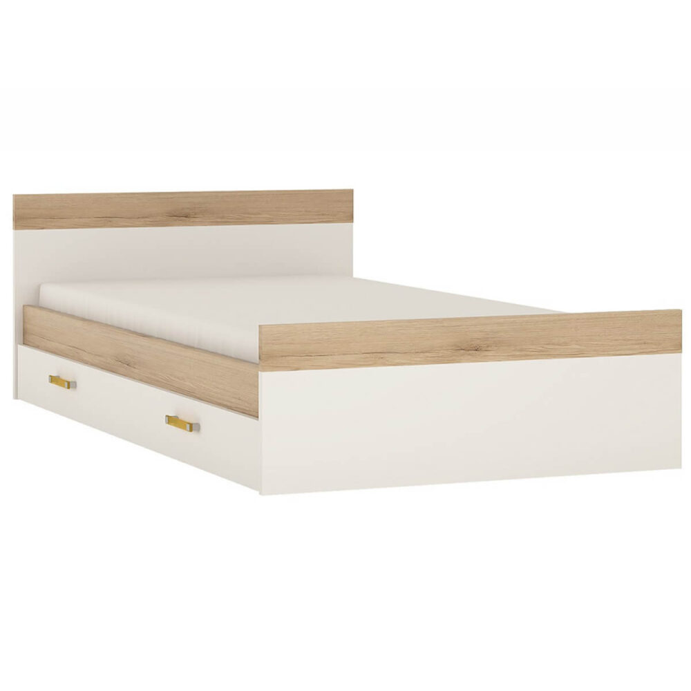 iKids Single Bed with Under Bed Drawer Orange Handles