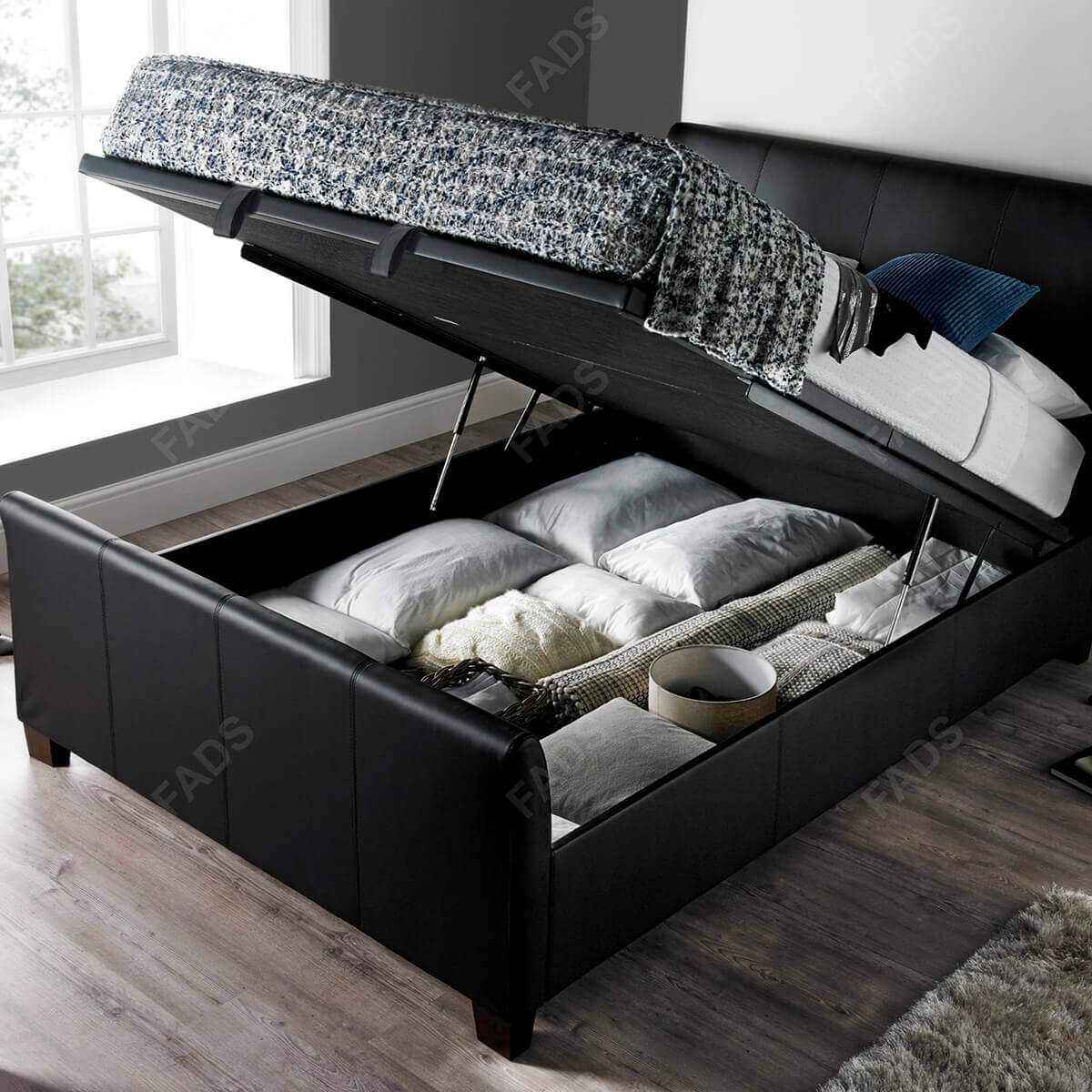 Kaydian Allendale Ottoman Storage Bed Faux Leather FADS