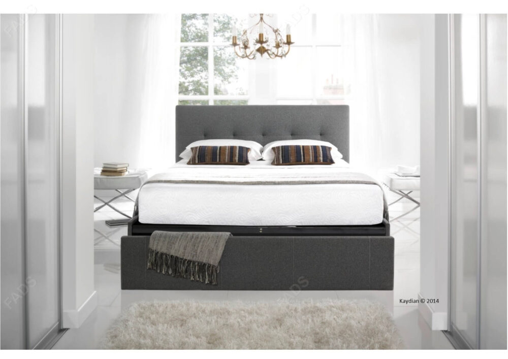 Kaydian Hexham Storage Bed With Drawer Fabric Smoke Grey 2