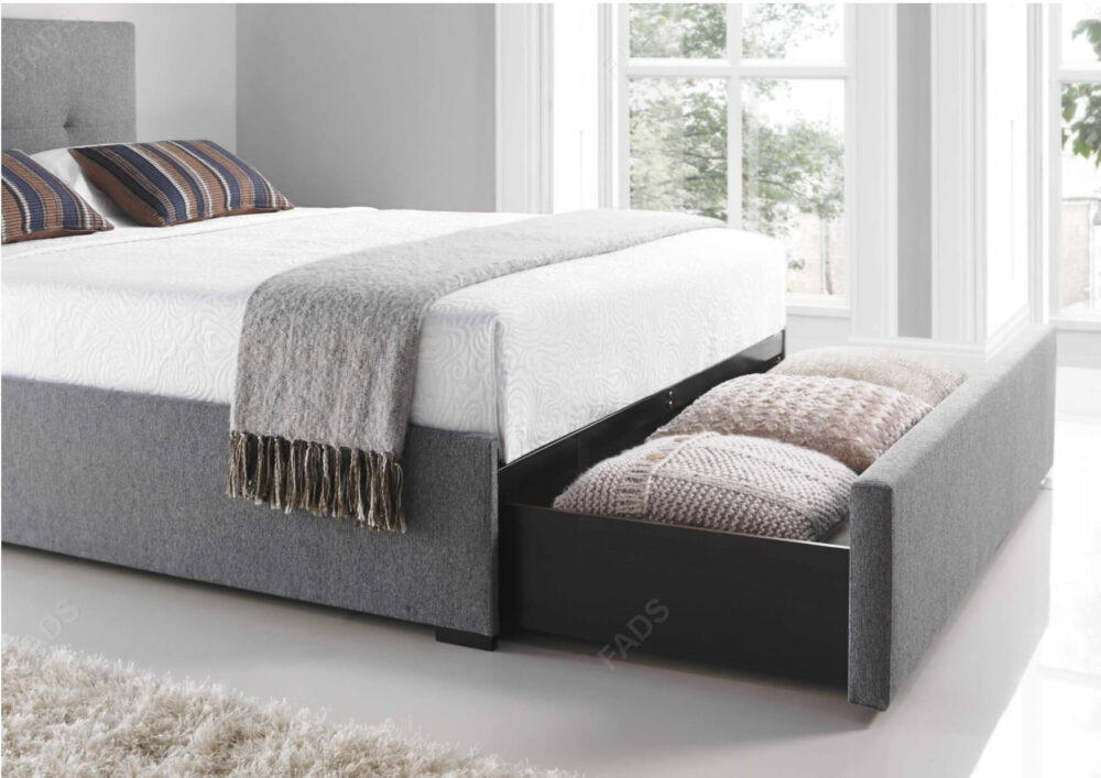 Kaydian Hexham Storage Bed With Drawer Fabric Smoke Grey 3