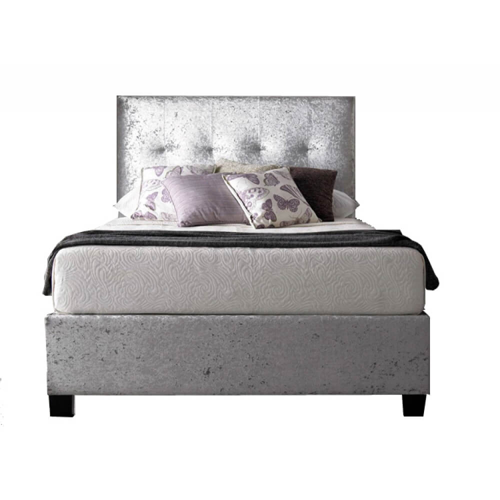 Kaydian Walkworth Ottoman Deluxe Bed Frame Silver Crushed Velvet (Bed Size: Double)