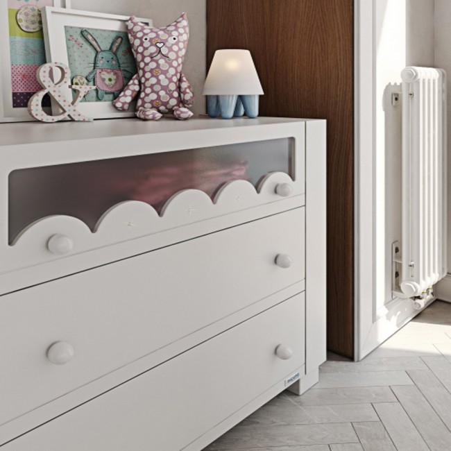 Amelia Aran Nursery Chest of Drawers White Swarvoski Crystals FADS