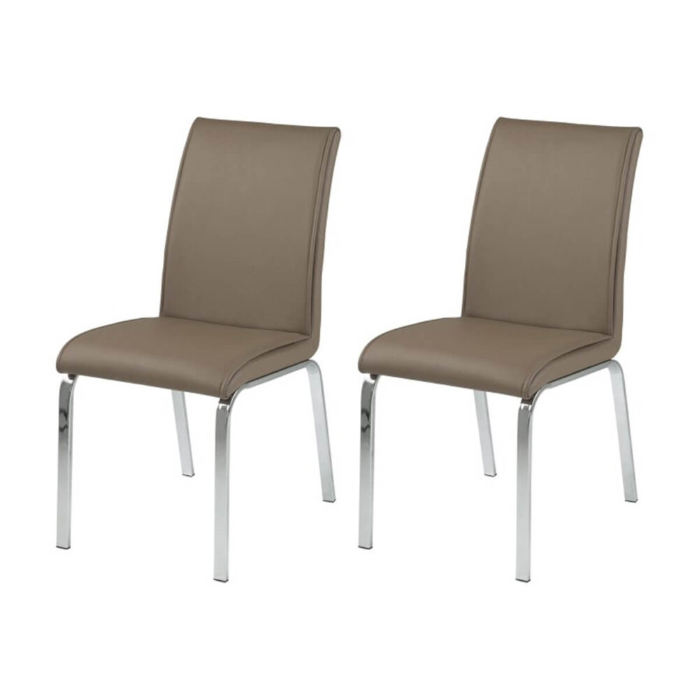 Leonora Multi Coloured Dining Chairs Taupe Faux Leather