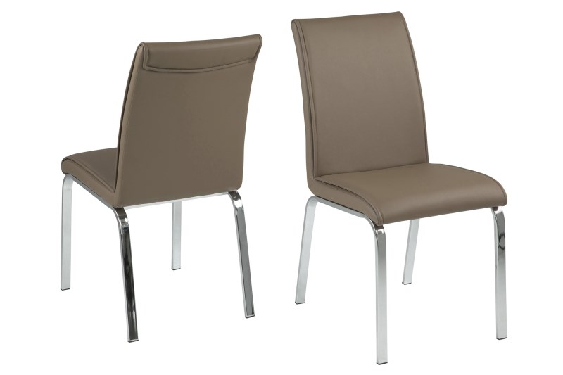 Leonora Taupe Faux Leather Dining Chairs 1
