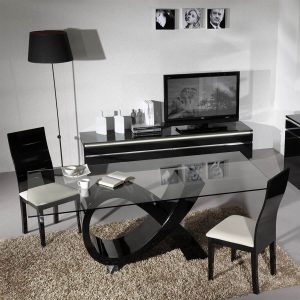 Logan Clear Glass & Black High Gloss Dining Set | Dining Sets | FADS Logan Clear Glass & Black High Gloss Dining Set | Dining Sets | FADS