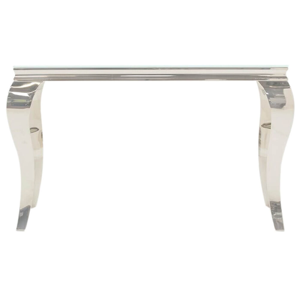 Louis Rectangular Console Table Black Glass & Stainless Steel