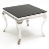 Louis Square Lamp Table Black Glass & Stainless Steel