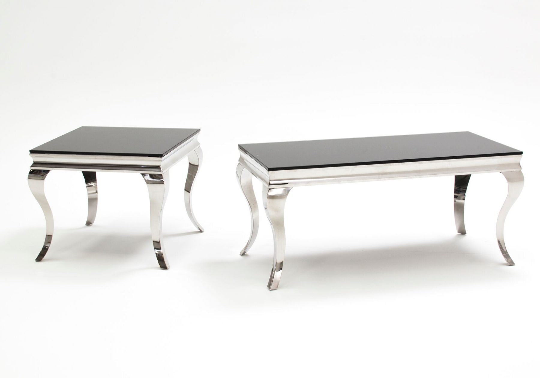 Louis Black Glass & Stainless Steel Lamp Table | Black End ...