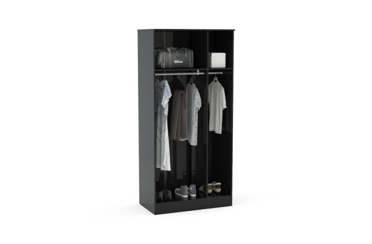 Lynx 3 Door Black Gloss Wardrobe Modern Bedroom FADS