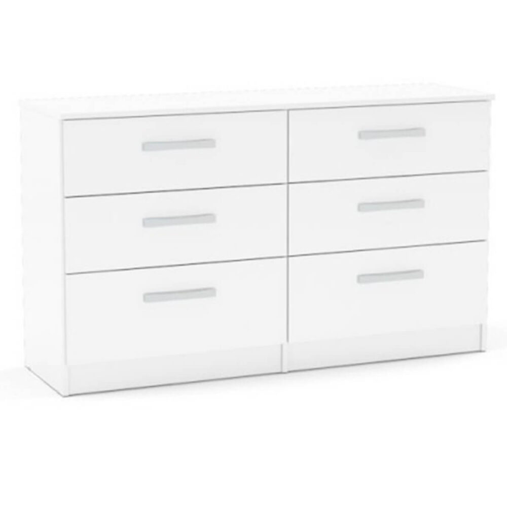 Lynx 6 Drawer Wide Chest White Gloss Assembled