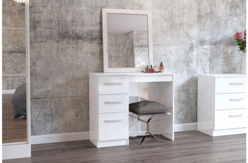 Lynx White High Gloss Dressing Table Assembled Bedroom FADS