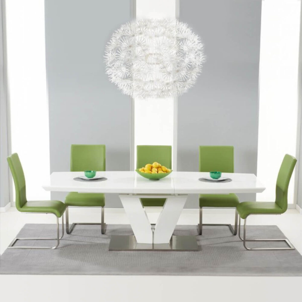 Malibu White Extending Dining Table - Green