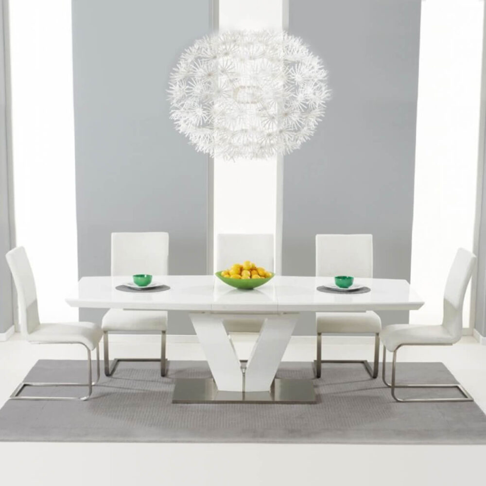 Malibu White Extending Dining Table - White