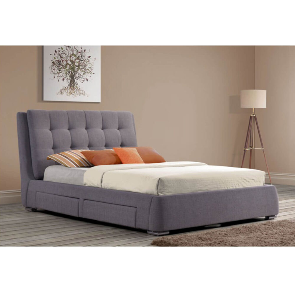 Mayfair Storage Drawer Bed Frame Textured Fabric Grey 2
