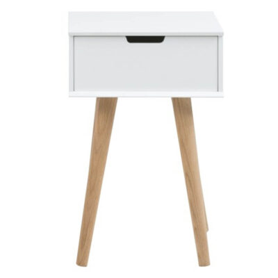 Mitra Bedside Table White 1 Drawer