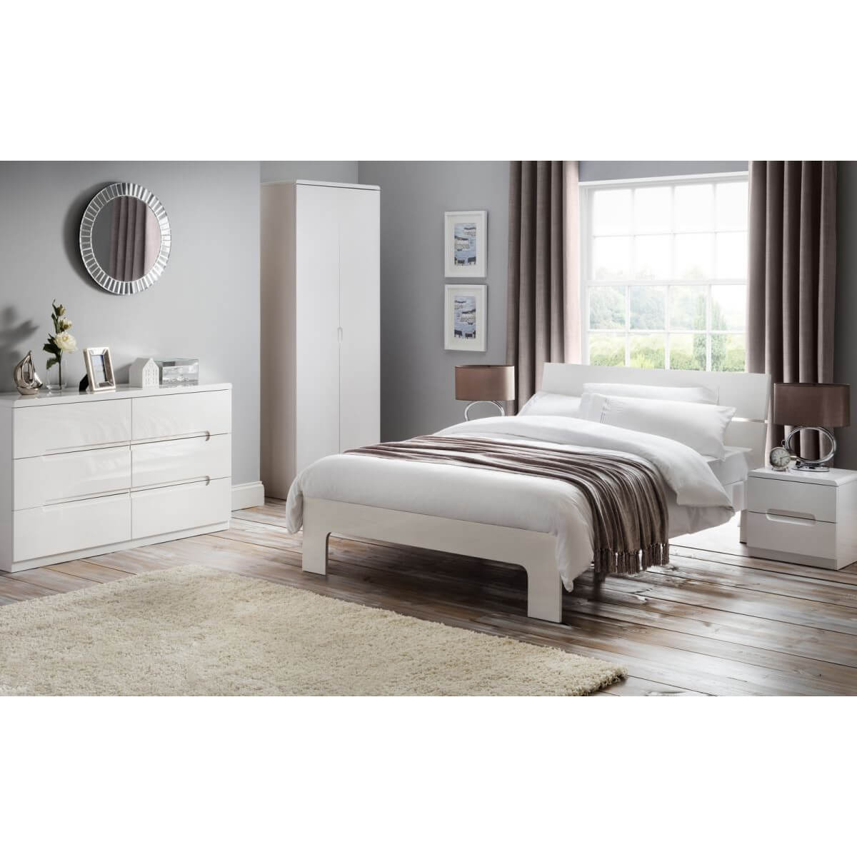 New York White Gloss Bed Contemporary Bedroom Furniture FADS