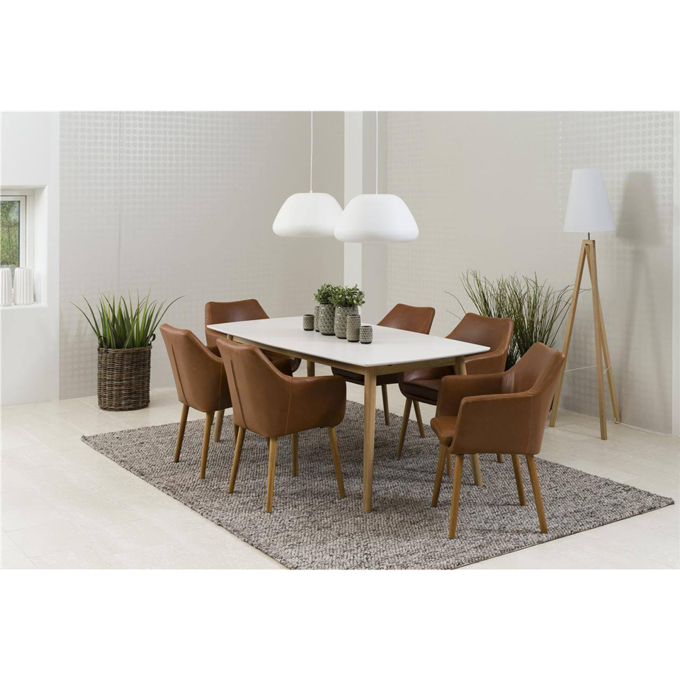 Nora Carver Dining Chair Vintage Brandy Faux Leather Single