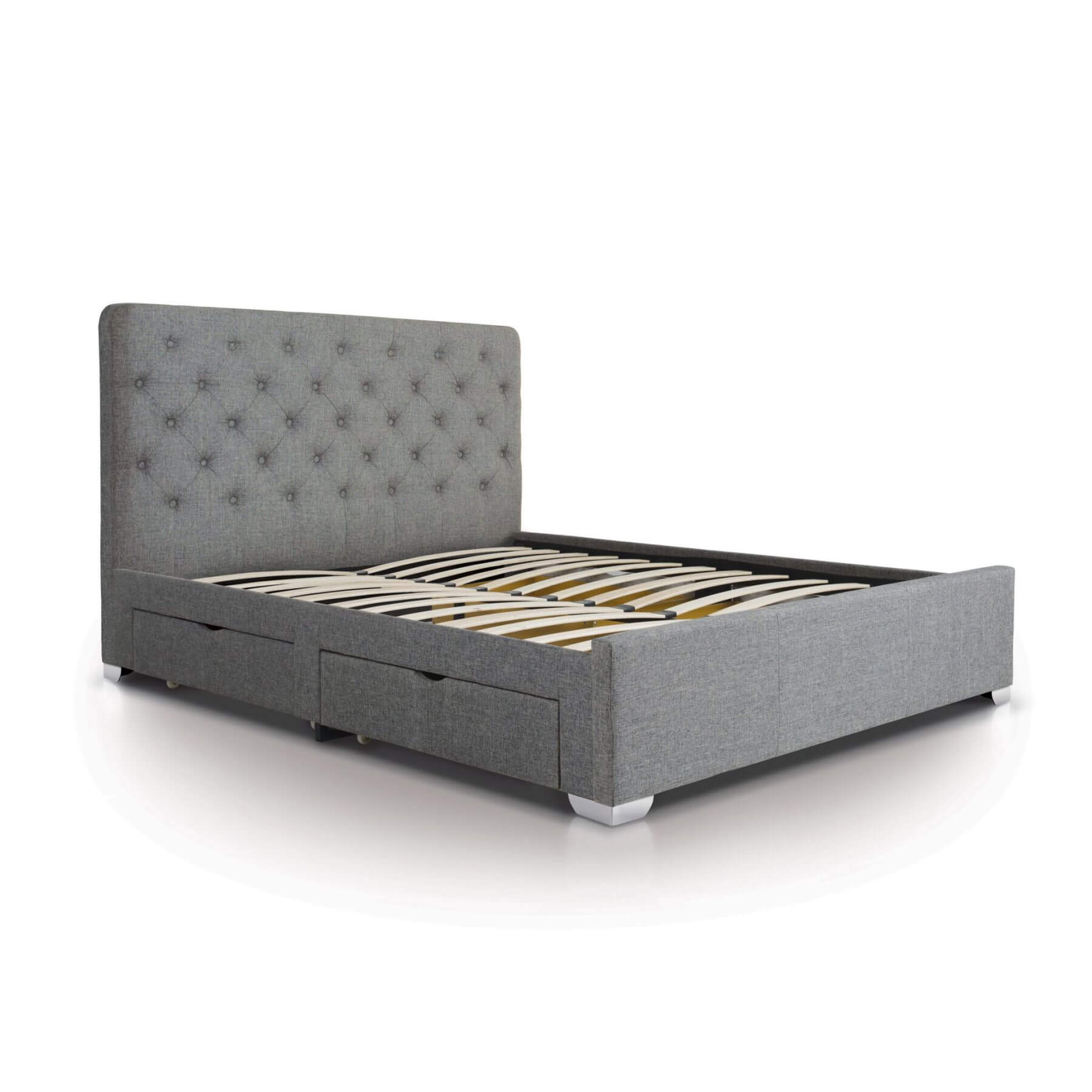 Nova Grey Linen Bed with Storage Drawers Modern Storage Bed FADS