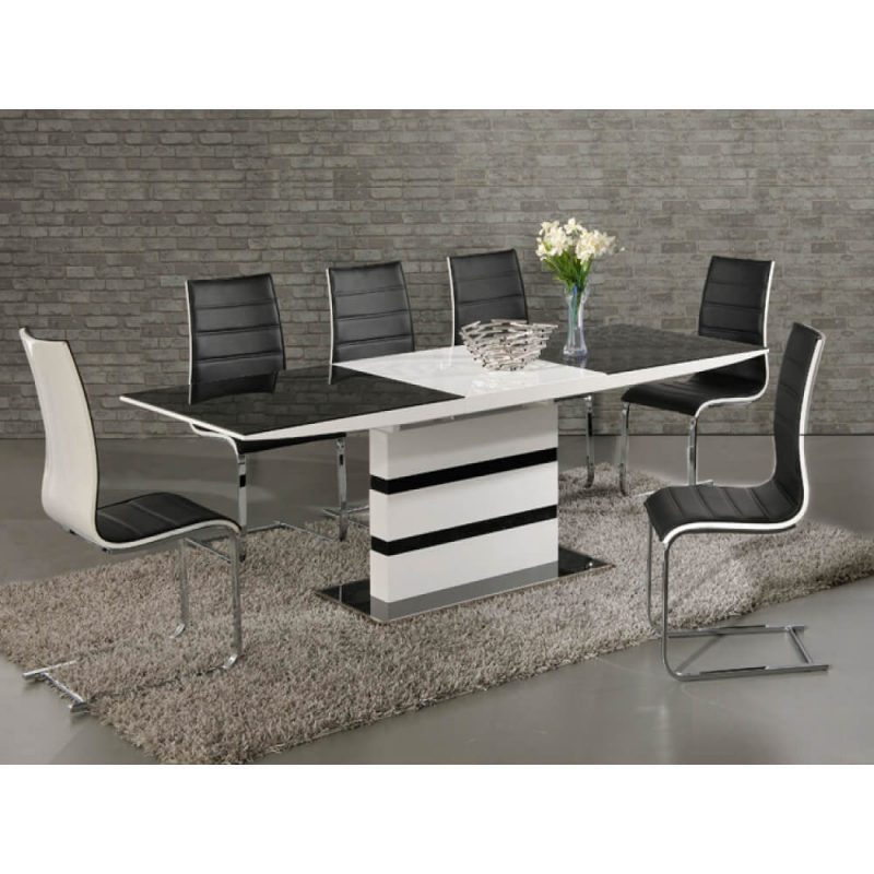 Buy Nusa Black & White Dining Set Glass & Gloss Dining Sets FADS