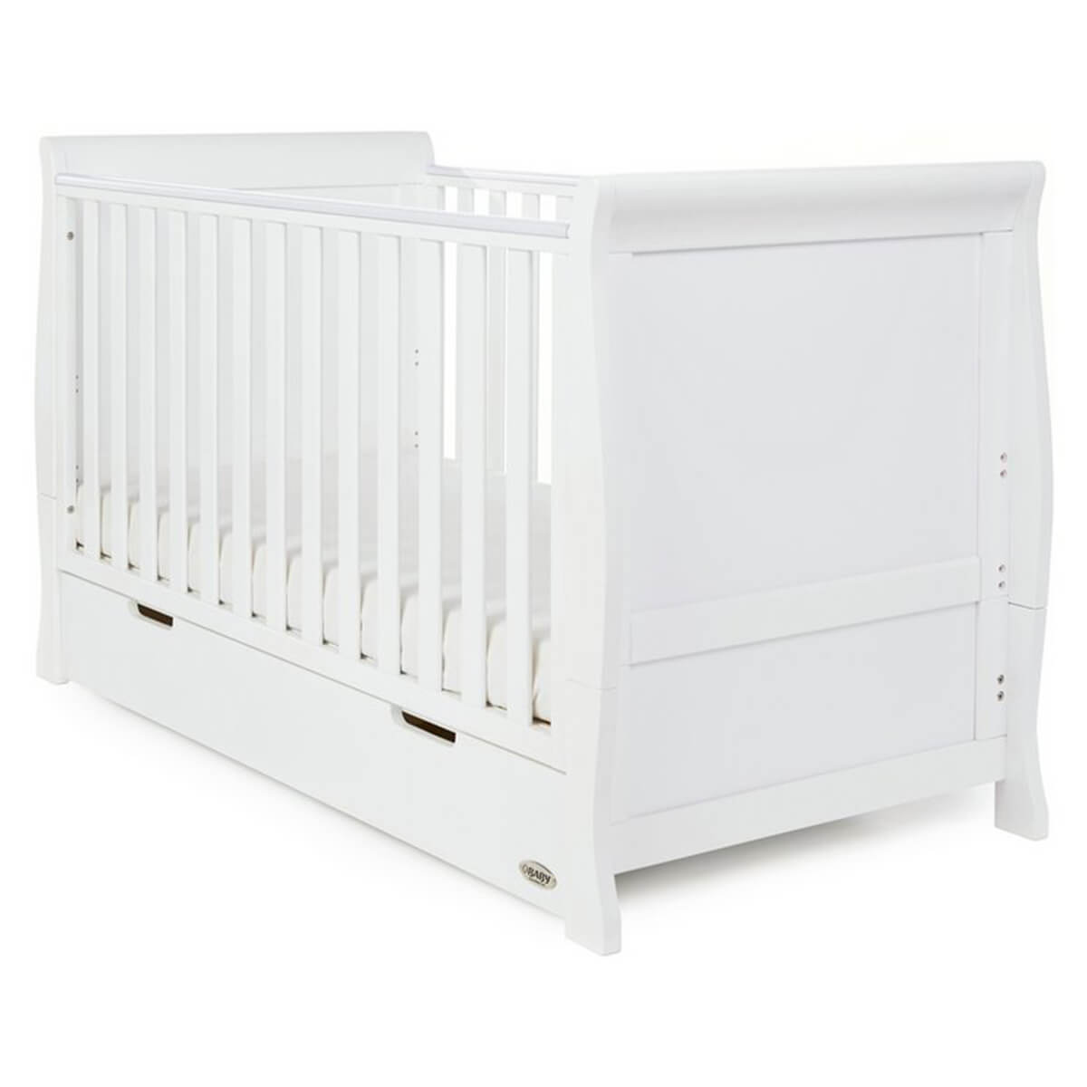 Obaby Stamford White Cot Bed with Storage Nursery Furniture FADS