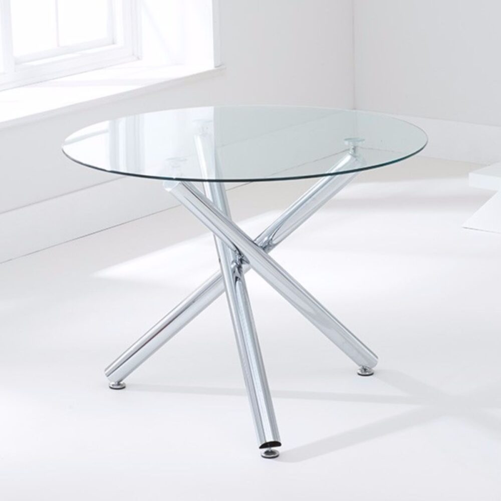Odessa Clear Glass Round Dining Set 1