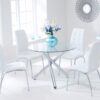 Odessa Clear Glass Round Dining Set Ivory