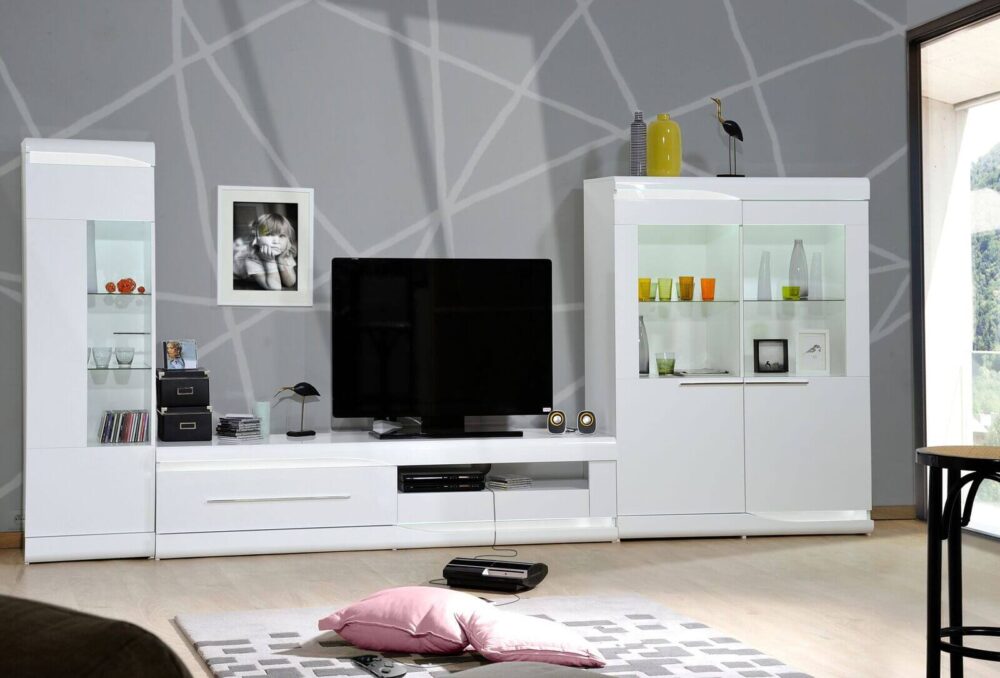 Ovio White Gloss Display Cabinet 4