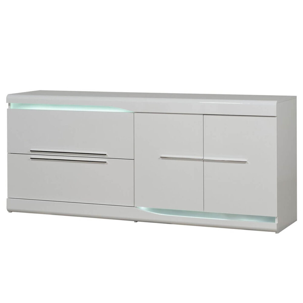 Ovio Sideboard White Gloss with LED Lights 2 Drawer 2 Door