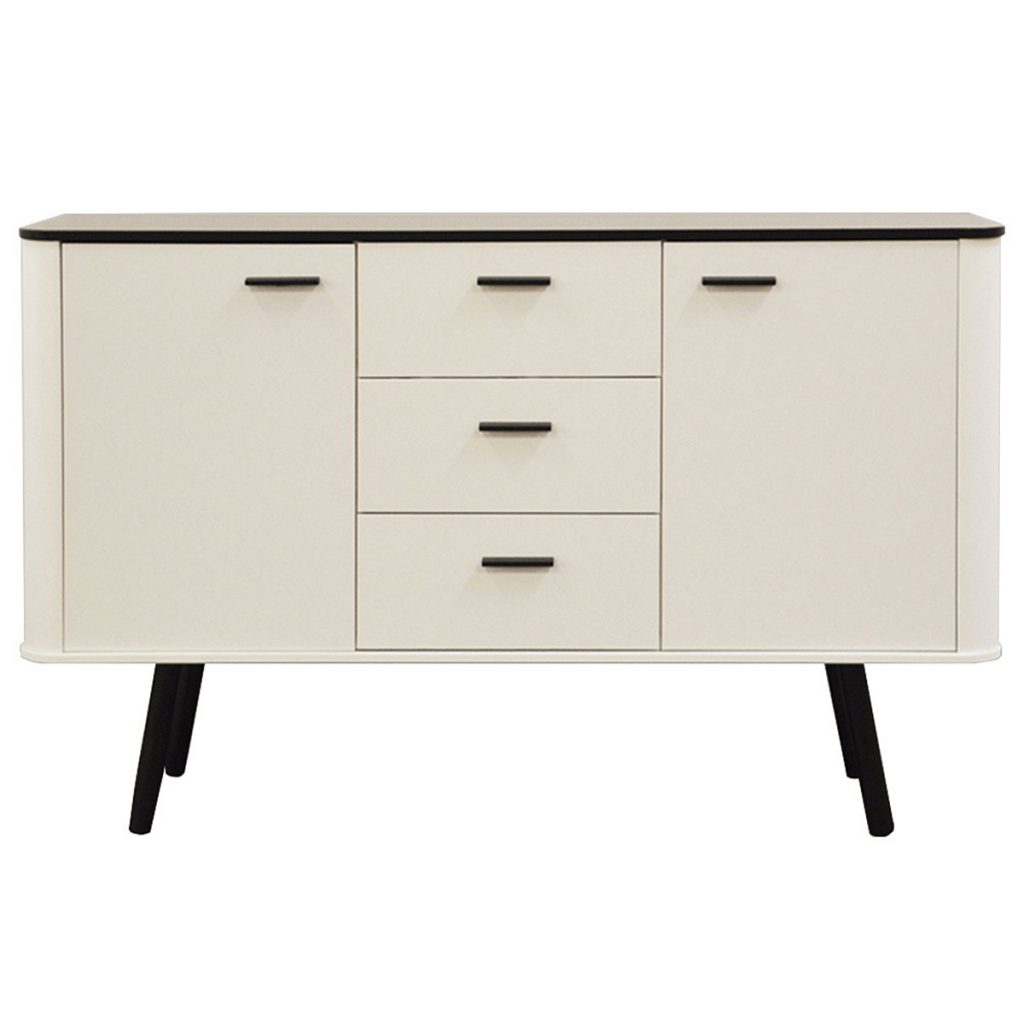 Piano Sideboard Scandinavian Style White With Black Legs