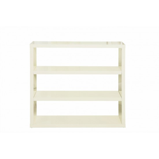 Puro High Gloss Cream Bookcase, Cream Shelving Unit