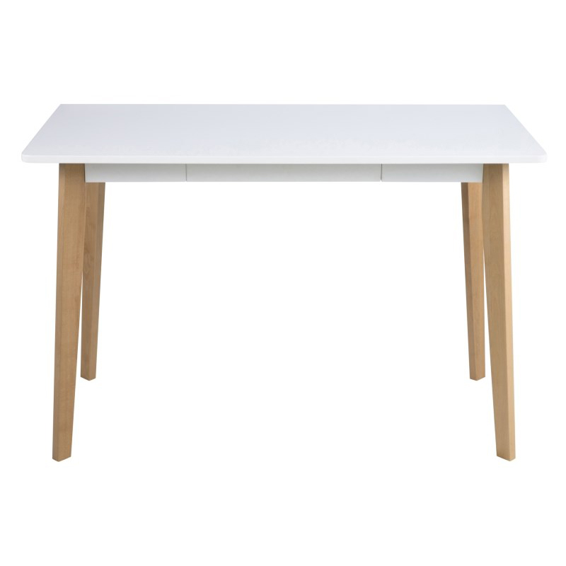 Raven Scandi Style Desk White Wooden & Birch Home Office FADS