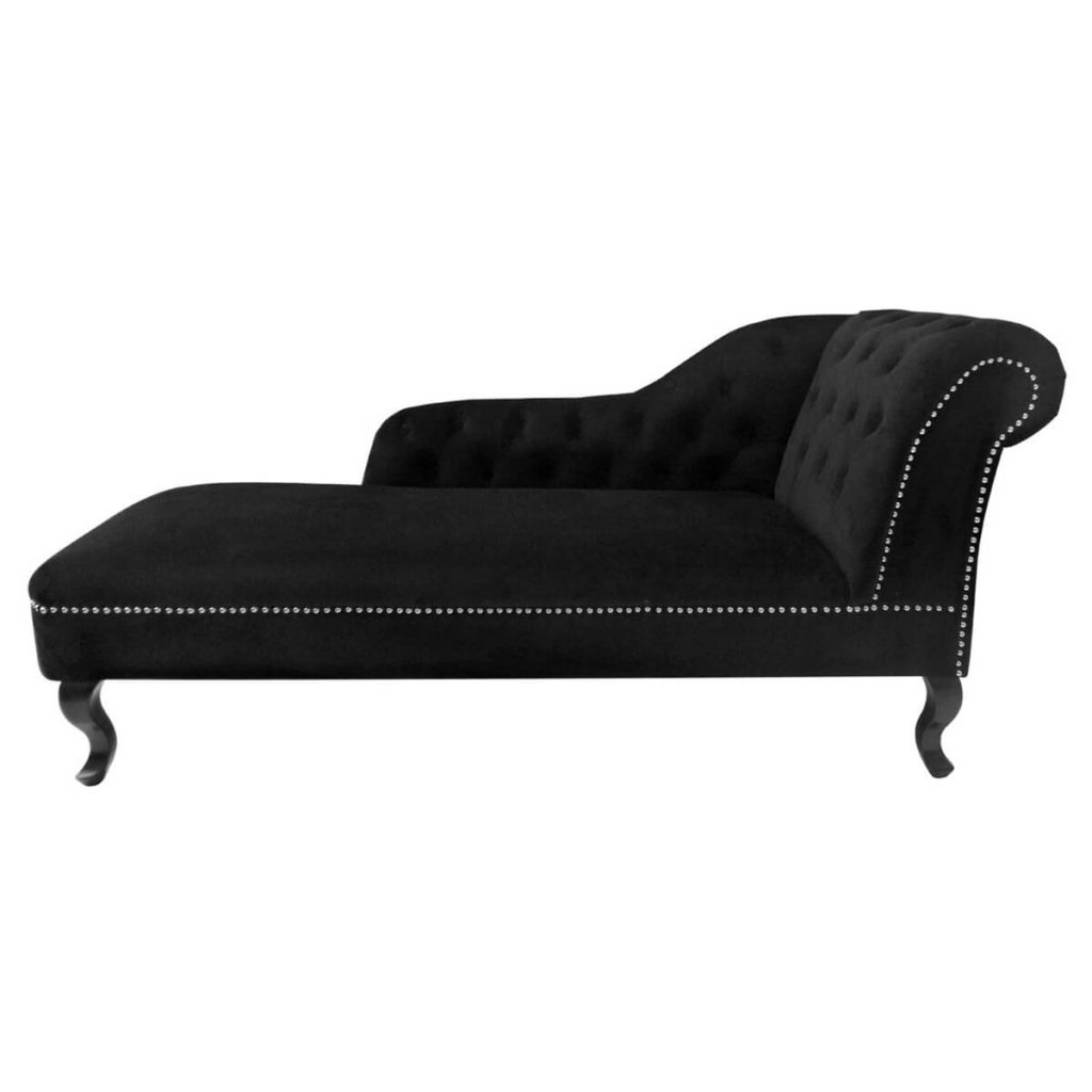 Regents Park Chesterfield Black Chaise Longue Velvet FADS