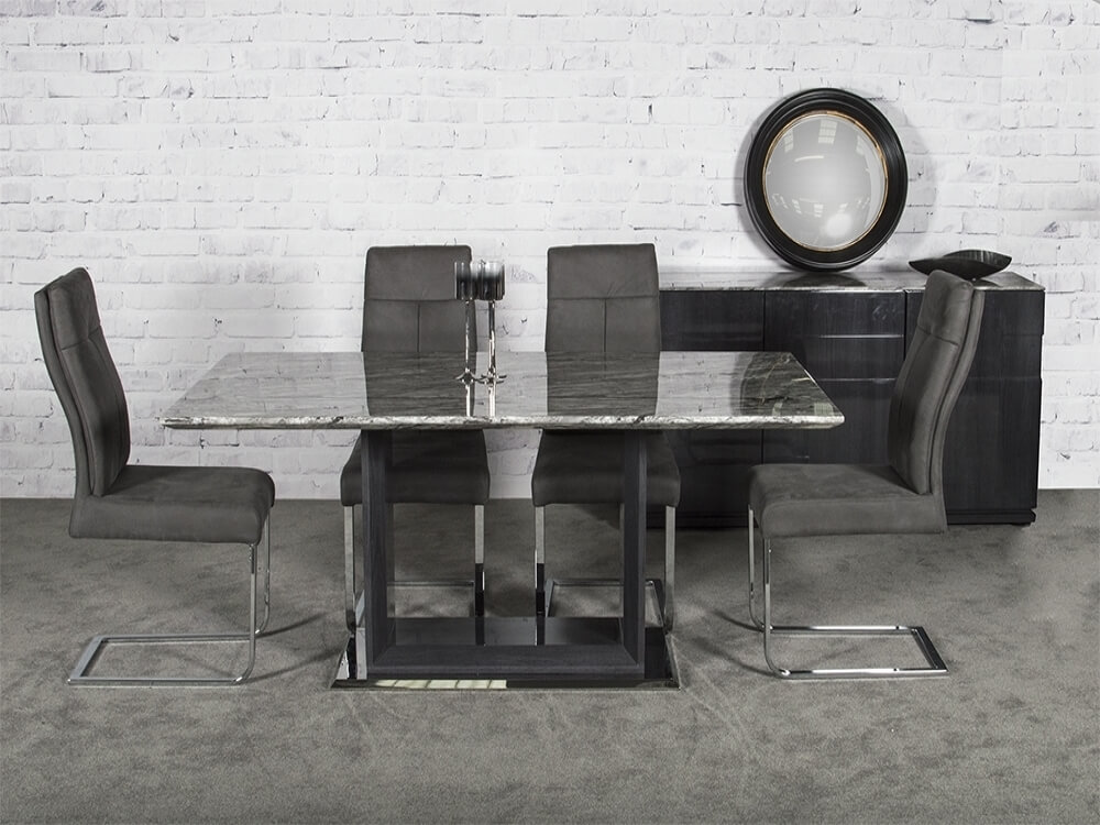 Rina Grey Cantilever Dining Chairs Fabric Dining Chairs FADS