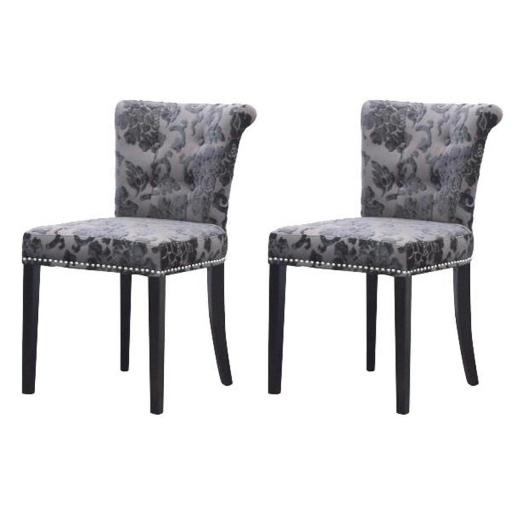 Regents Park Buttoned Grey Velvet Chairs Dining Chairs FADS