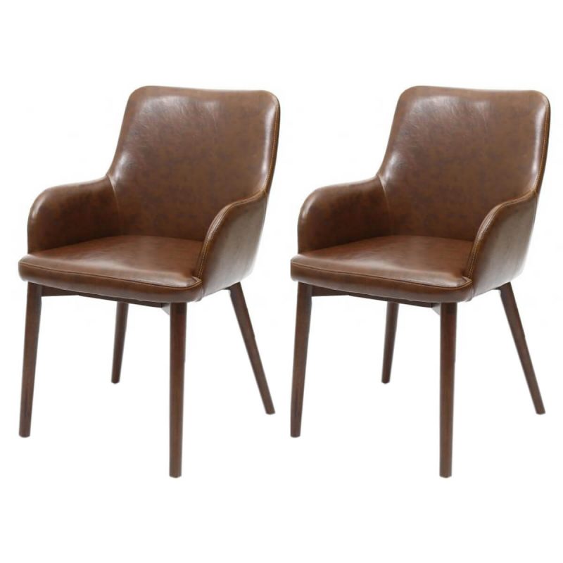 Sidcup Vintage Brown Leather Dining Chairs | FADS
