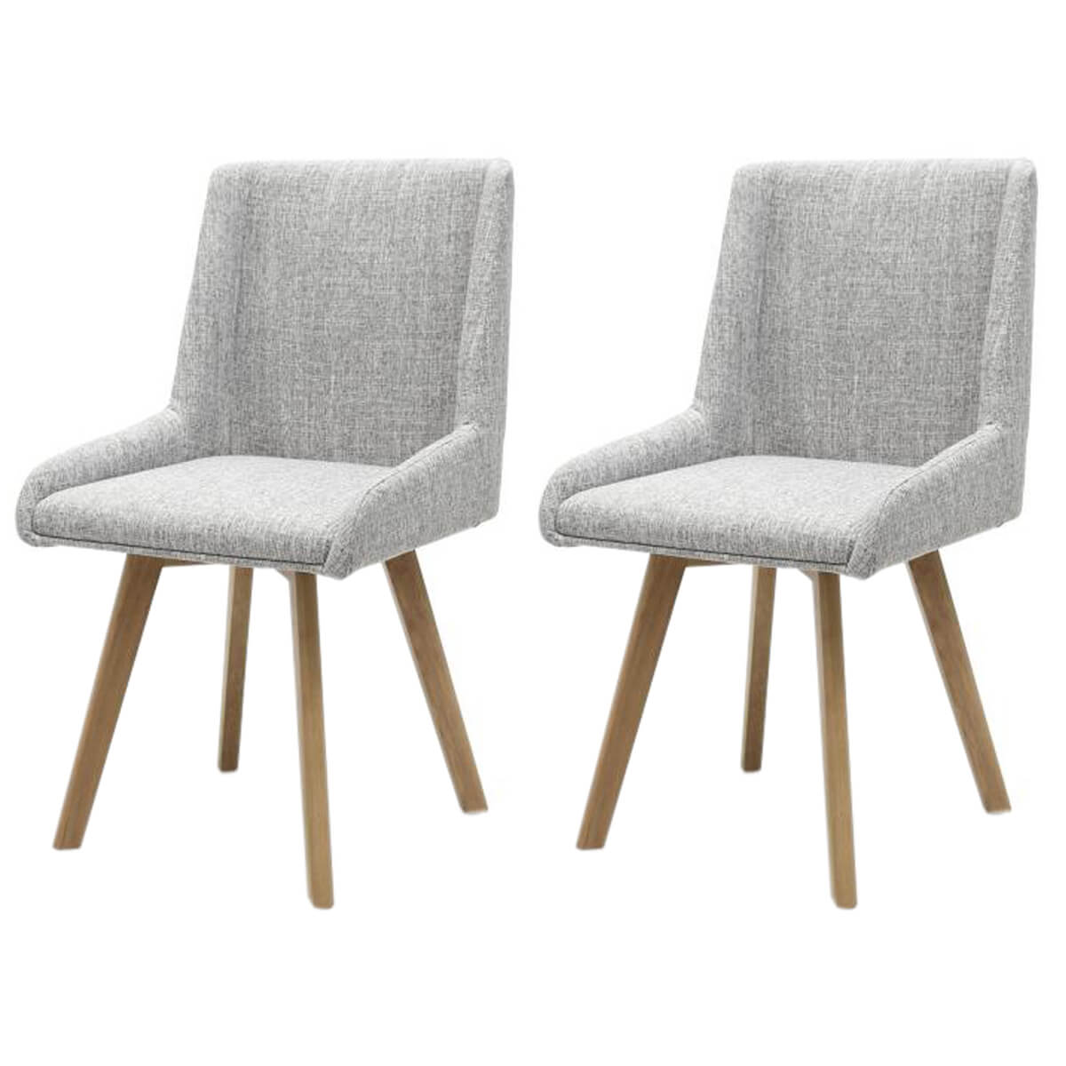 Skandi Grey Fabric Dining Chairs Wooden, Grey Dining Chairs Wooden Legs