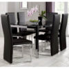 Tempo Dining Set 4 to 6 Seater Black Glass & Black Dining Chairs