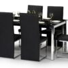 Tempo Dining Set 4 to 6 Seater Black Glass & Black Dining Chairs 1