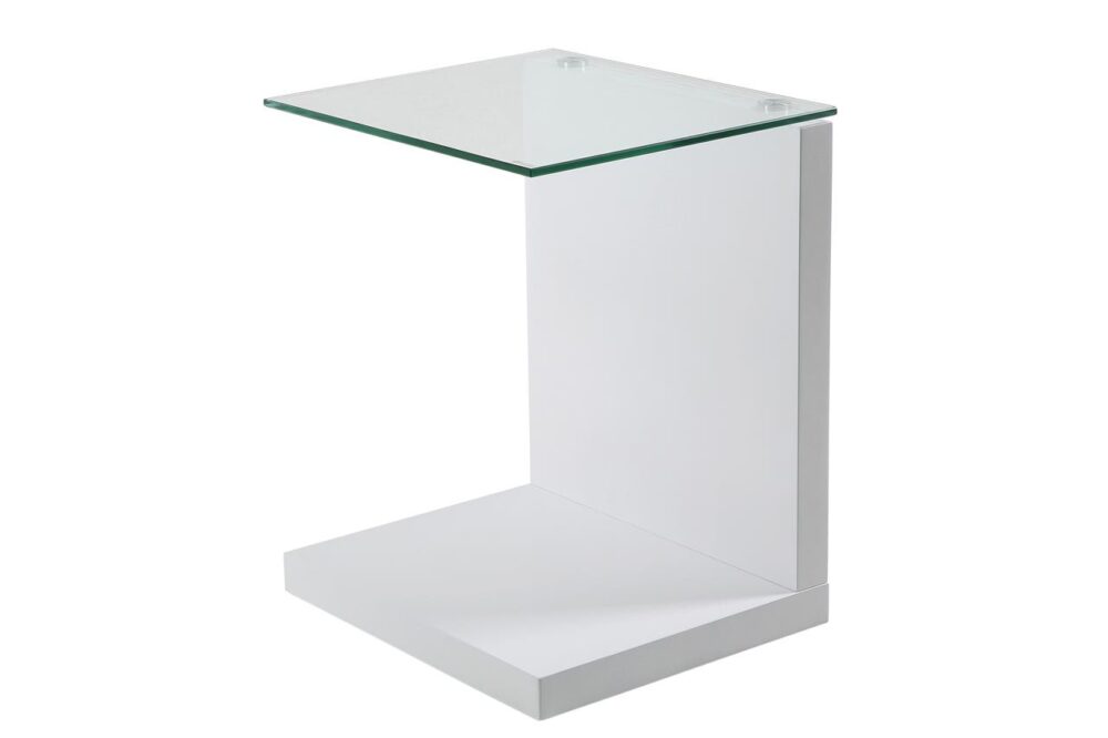 Tupit White High Gloss & Glass Lamp Table 2