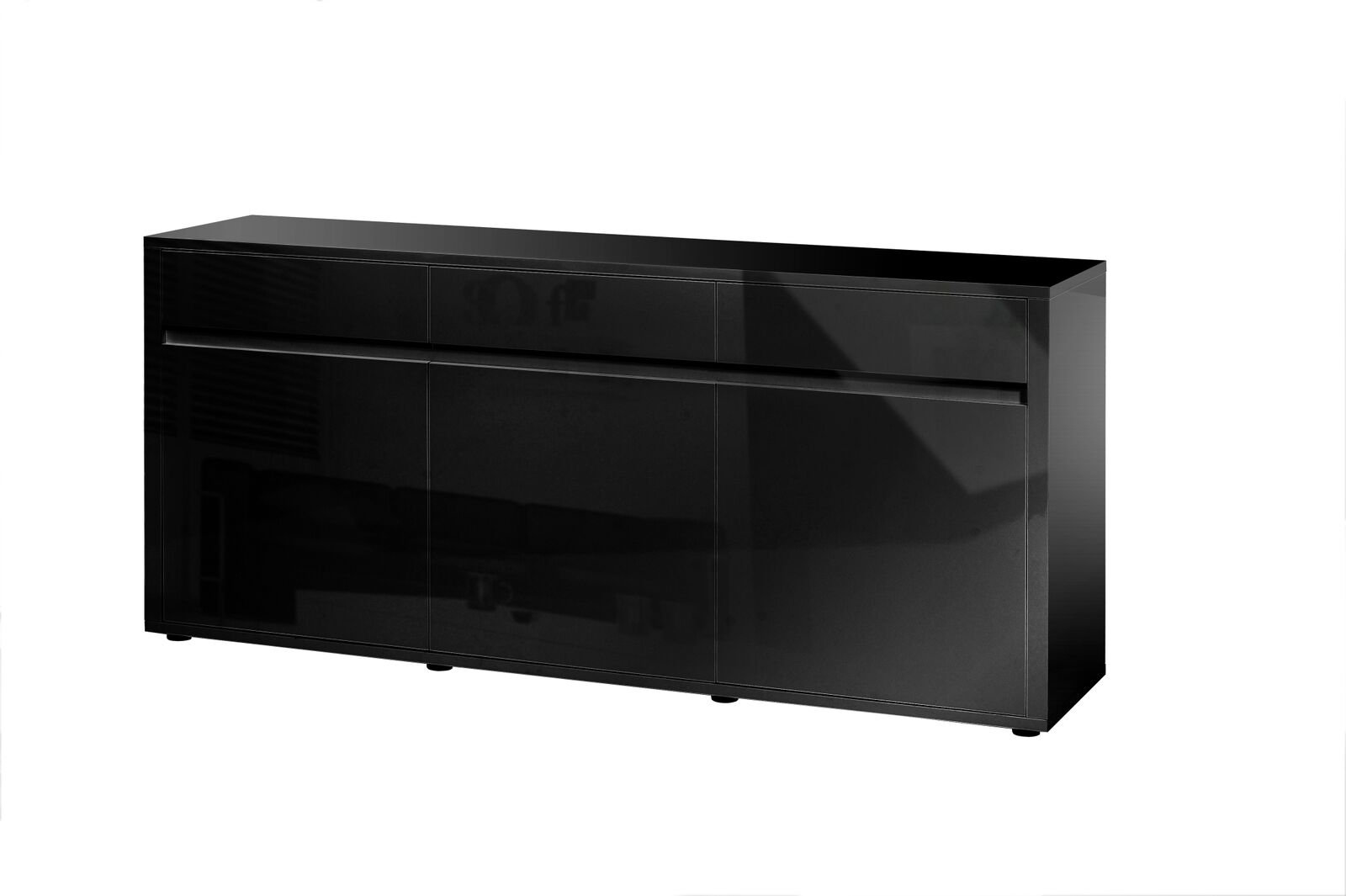 Urbana Black High Gloss Sideboard 3 Door 3 Drawer FADS